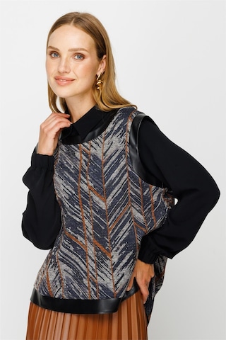 Pilisoley Deri Etekli Tunik Süeter Üçlü Takım Taba