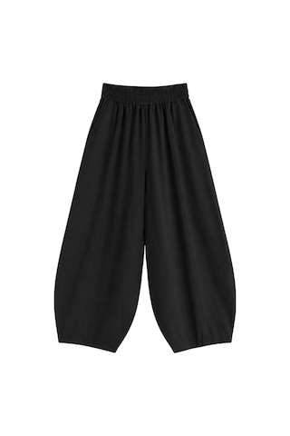 Vadon 1035 Kadın %100 Pamuk Gabardin Balon Paça Lastikli Bel Pantolon Siyah