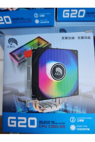 G20 İntel Ve Amd Uyumlu Cpu Soğutucu Rgb Fanlı 2 Bakır Borulu