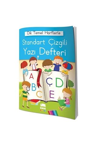 Ema Çocuk Dik Temel Harflerle Kılavuz Çizgili Yazı Defteri 2023
