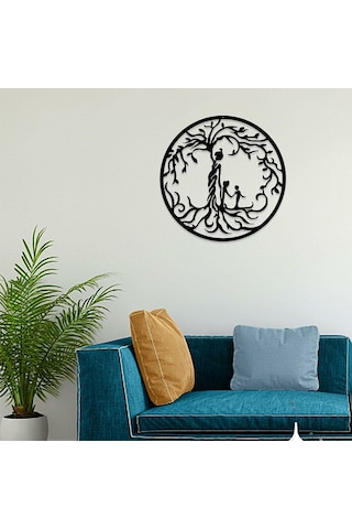 Konesam Metalik Duvar Dekoru, Yaşam Ağacı Figürü, Ev Ve Bahçe İçin Dekoratif Sanat Parçası, 30x30cm