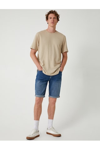 Koton Slim Fit Kot Şort Cep Detaylı Katlamalı Paça Pamuklu Orta İndigo 4sam40100nd İndigo