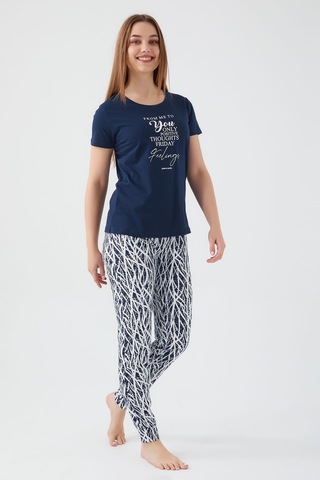 Pierre Cardin 8611 Kadın Kısa Kol Pijama Takım Lacivert