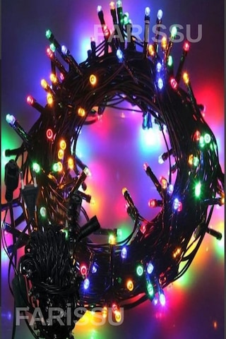 100 Led'li Renkli Dekoratif Işık Kırmızı, Yeşil, Sarı, Mavi 8 Modlu Yılbaşı Ve Süsleme Işığı 5 Metre Renkli