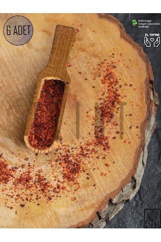 Gürgen El Yapımı Tahta Ahşap Kahve Şeker Ölçü Bal Kaşığı 9cm 6'lı