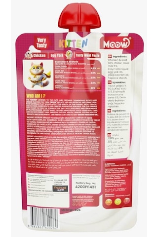 Moow Taze Tavuklu&yumurta Sarılı Keçi Sütlü Yavru Kedi Et Ezmesi 90gr X 3 Adet