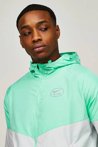 Nike Air Water Resistant Packable Hoodie Jacket Erkek Kapüşonlu Çanta Olabilen Suitici Spor Ceket Yeşil-beyaz
