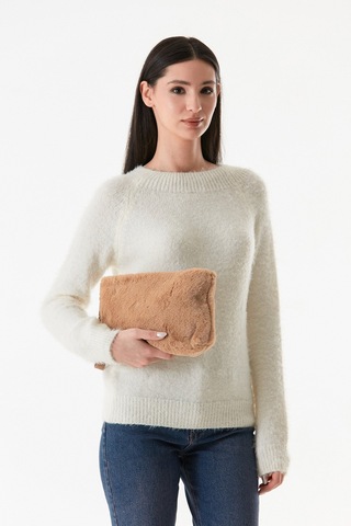 Fullamoda Tüylü Zincirli Pelüş Portföy Çanta 25maks126240-camel Camel