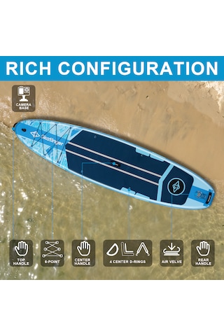 Kamera Aparatlı Stand Up Paddle Board 335x84x15 Cm Ölçülerinde Şişme Sörf Tahtası Full Set