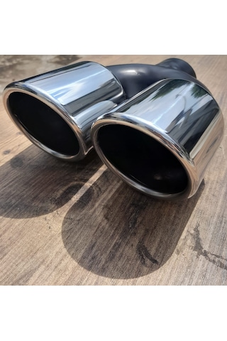 90 LIK ÇİFTLİ KROM ÖNÜ KESİK EŞİT EGZOZ UCU