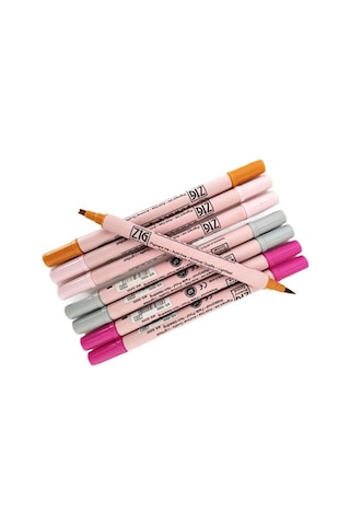 Zig Scroll & Brush Çift Çizgi Ve Fırça Uçlu Kaligrafi Kalemi, Davetiye Kalemi-8 Adet