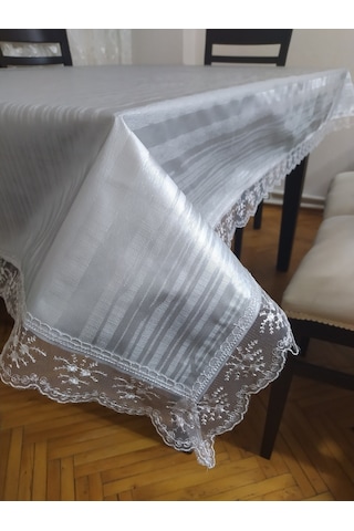 Masa Örtüsü Pvc Dantel Kenar Çizgili Motif