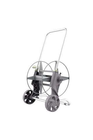 Tekerlekli Hortum Makarası 50 Metre Kapasiteli 1/2" 12,5 Mm Ayarlanabilir Saplı Bahçe Hortum Sarma Arabası