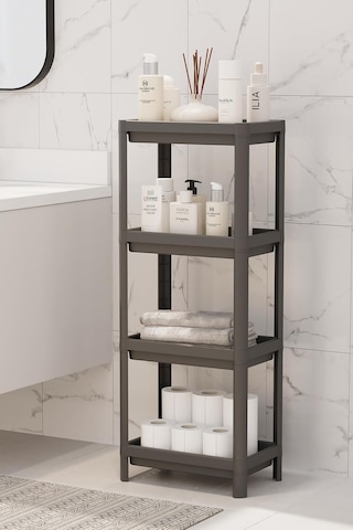 Vesken 4 Katlı Mutfak Banyo Dolabı Raf Ünitesi, 100x36x23 Cm, Siyah Mfks-om-1016b