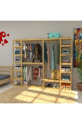 Megalo - Açık Ahşap Elbise Dolabı , Gardırop