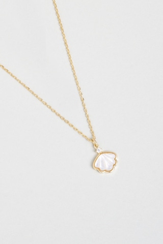 Deniz Kabuğu 18 Ayar Sarı Altın Kaplama 45 Cm Gümüş Kolye Sarı