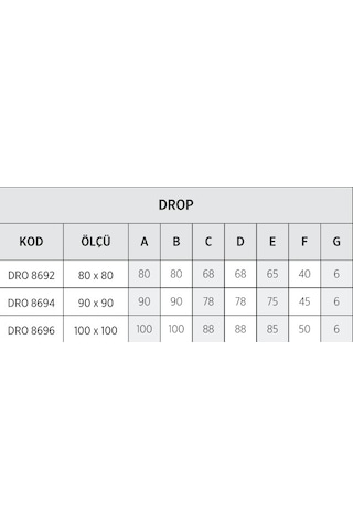Shower 90x90 Drop Kare Panelli Duş Teknesi