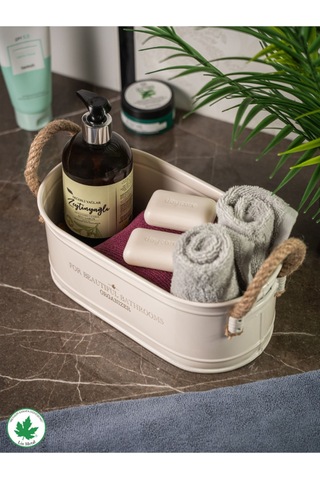 İp Kulplu Baton Metal Banyo Düzenleyici, Banyo Organizeri For Beautiful Bathrooms Organizer Baskı - Krem Krem