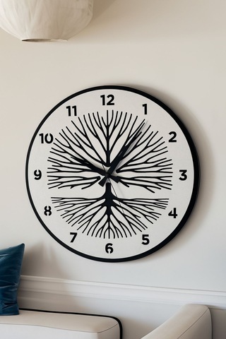 Dekoratif Yeni Modern Shaula Beyaz Ahşap Duvar Saati 48cm Siyah - Beyaz