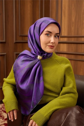 Silk Home Tivil Saf İpek 11488 - 26 Mor Gri Çiçek Desen mor