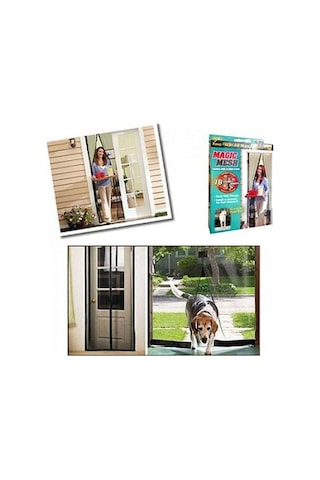 Büro Ev Ofis Yazlık İçin 90x210cm Siyah Mıknatıslı Sistem Kapı Tülü Sinekliği