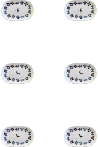 Porser Porselen Hitit Oval Kayık Tabak Takımı 20x13cm 6 Parça Tvl6okyprs1229 Çok Renkli
