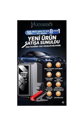 2026 Model 30000mah 5000a Akü Takviye & Lastik Şişirme Pompası