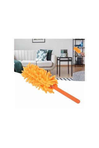 Mufunye Oranj Chenille Toz Süpürü, 72cm Çelik Genişletilebilir Kolu, Yıkabilir Uç, Tavan-fan-raf Temizliği İçin Diğer