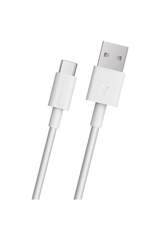 Polosmart PSM30 5A 100W Süper Hızlı UsbA to Type-C Data ve Şarj Kablosu Beyaz