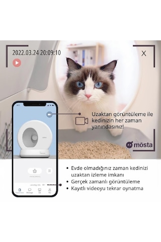Ubpet C10 Pro Kameralı Akıllı Kedi Tuvaleti App Kontrol Akıllı Sensörler Sessiz Çalışma + Koku