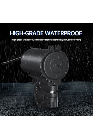 Yunboo Siyah Ip65 Su Geçirmez Dc12-24v Anahtarlı Şarj Soketi - Qc3.0 Hızlı Ve 5v/2.4a Usb Çıkışlı, Mavi Işık Ve Montaj Braketi