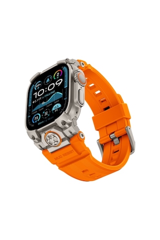 Watch Ultra 49mm Uyumlu Mohseven İwatch Armor Silikon Kordon Titanyum-turuncu