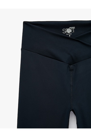 Koton Yüksek Bel İnterlok Slim Fit Spor Tayt Lacivert 7wak40139nk