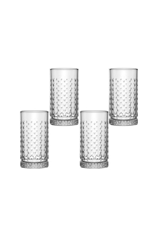 Bianca 4'lü Kristal Desenli Cam Meşrubat Bardağı Seti 466 Ml- Şık Ve Kullanışlı Şeffaf