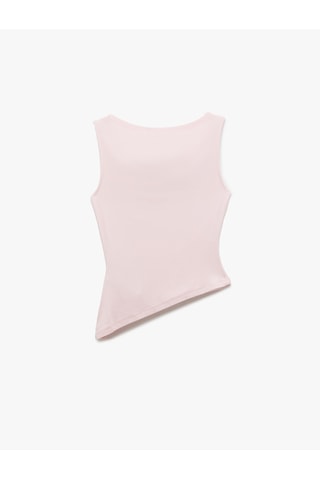 Koton Slim Fit Degaje Yaka Asimetrik Kolsuz Viskon Bluz Pembe 5sal30275ık Gül