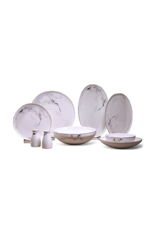 Maxx Doria Sky Marble 12 Kişilik 58 Parça Yemek Takımı Pa2073 Beyaz
