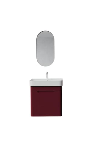 Creavit Colorit Çekmeceli Lavabo Dolabı 60 Cm Ve Oval Ayna Berry