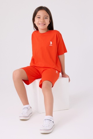 U.S. Polo Assn. Kız Çocuk Turuncu Bermuda Takım Us1848-c-v25 Turuncu