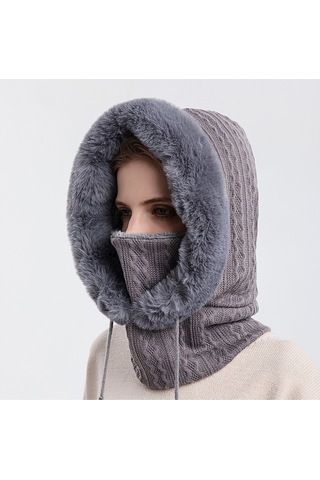 Ww Açık Havada Soğuğa Dayanıklı Kayak Şapkası, Yüz Maskesi, Tek Parça Soğuğa Dayanıklı Başlık - Gri