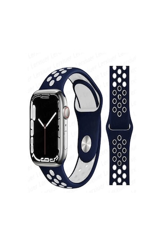 Apple Uyumlu Watch 9-8-7-6-5-4-3-se / 38-40-41 Mm Delikli Nike Silikon Spor Kordon