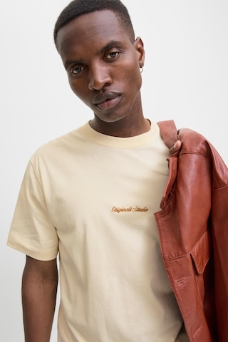 Jack & Jones Erkek Jornorrebro Emb Tee Ss Crew Neck Nakışlı Tişört Krem