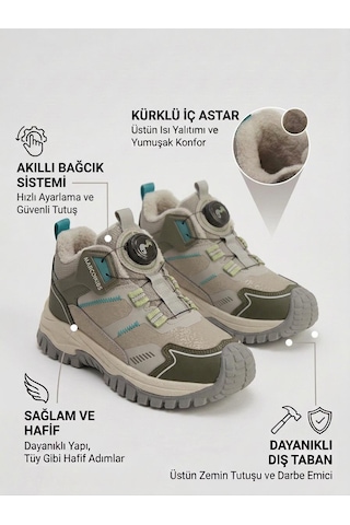 Vicco Marco Kids Awenger Çocuk Akıllı Bağcık Mekanizmalı İçi Kürklü Kısa Bot Vizon
