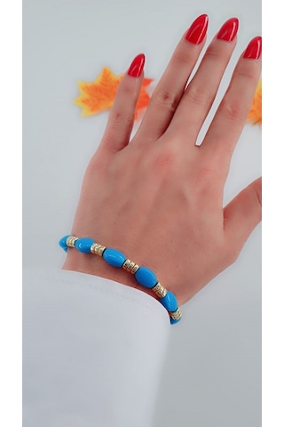 Bhs Life Kadın Lastikli Taş Turkuaz Renkli Bileklik Çok Renkli