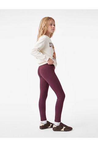 Koton Beli Lastikli Basic Uzun Tayt Mürdüm 7wkg40009ak Mor
