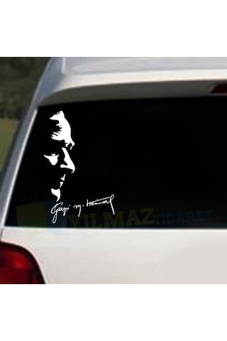 Gazi Mustafa Kemal Atatürk Silüeti Imza Araba Oto Sticker Etiket
