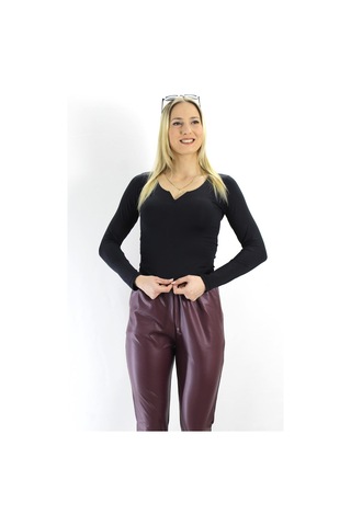 Rouge Basıc Mikro Armut Yaka Body Siyah