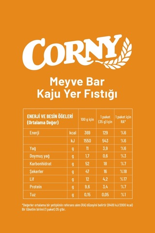 Corny Kaju Kakao Yer Fıstığı Tahıl Bar 35 Gr X- 12 Adet