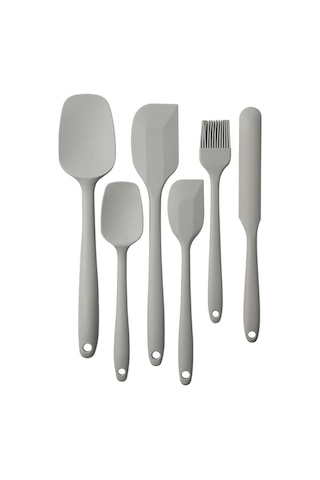 Shineyee Gri Yemek Grade Silikon Spatula Seti 6 Parça - 244 C Isı Dayanıklı, Derin Kadeh Tasarımı, Fritöz Ve Pişirme İçin Büyük-küçük T-kasa, Spatula, Fırça Dahil