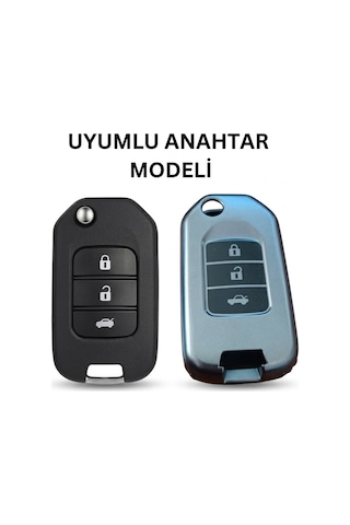 Honda Fc5/h-rv/c-rv Uyumlu Silikon Oto Anahtar Kumanda Kabı Kılıf Gri