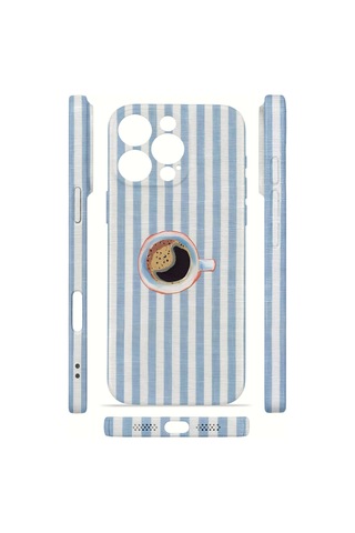 Apple iPhone Uyumlu 16 Pro Vorian İnce Kamera Korumalı Mika Kılıf Morning Coffee Stripe Morning Coffee Stripe Mika